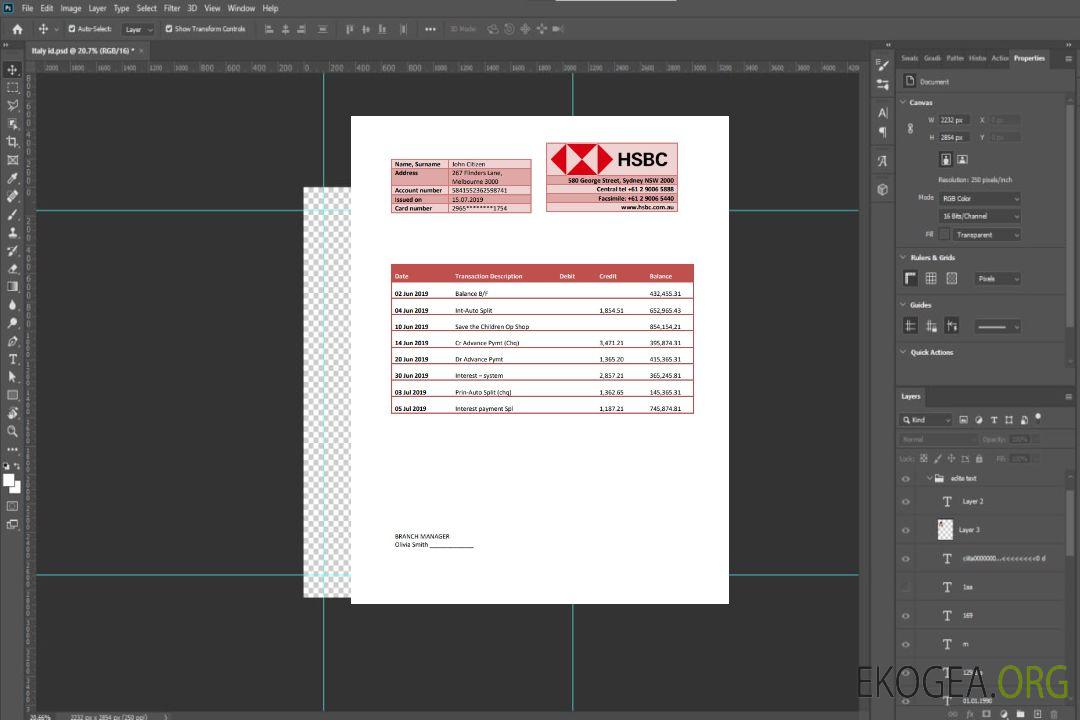 Modèle de relevé bancaire HSBC Australie entièrement modifiable au format Word et PDF template Modèle de relevé bancaire HSBC Australie entièrement modifiable au format Word et PDF template